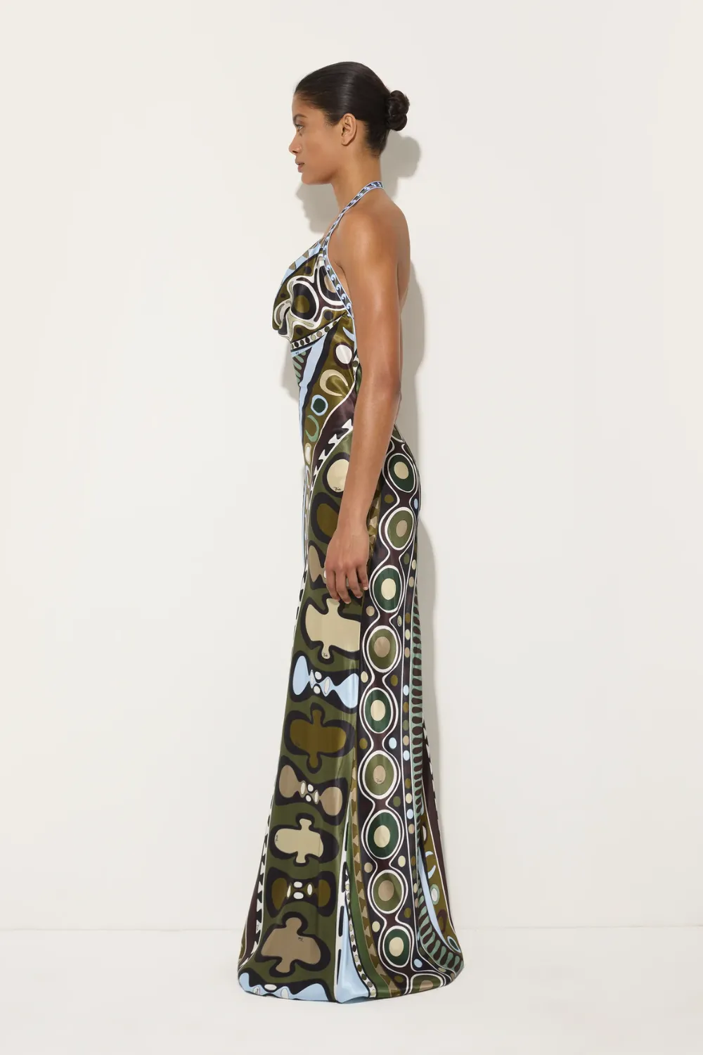 Soleil Print Satin Dress Khaki Blue sold by Sand Dollar product image thumbnail 3