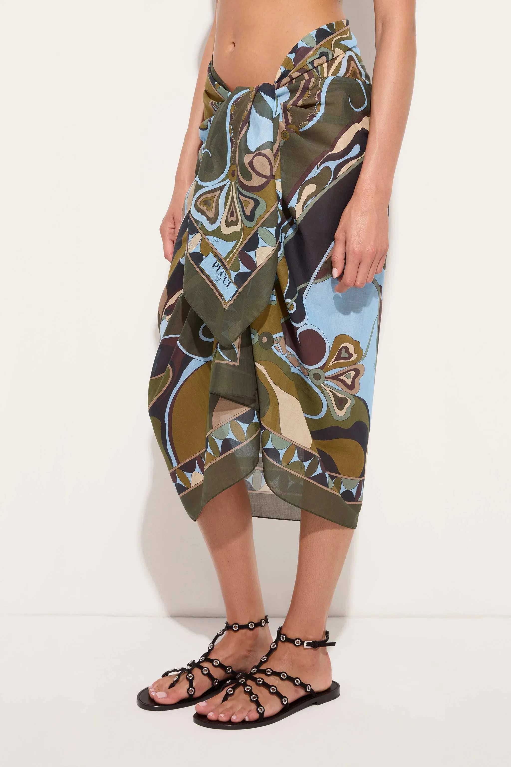 Orchidee Print Sarong Khaki Blue sold by Sand Dollar product image thumbnail 2