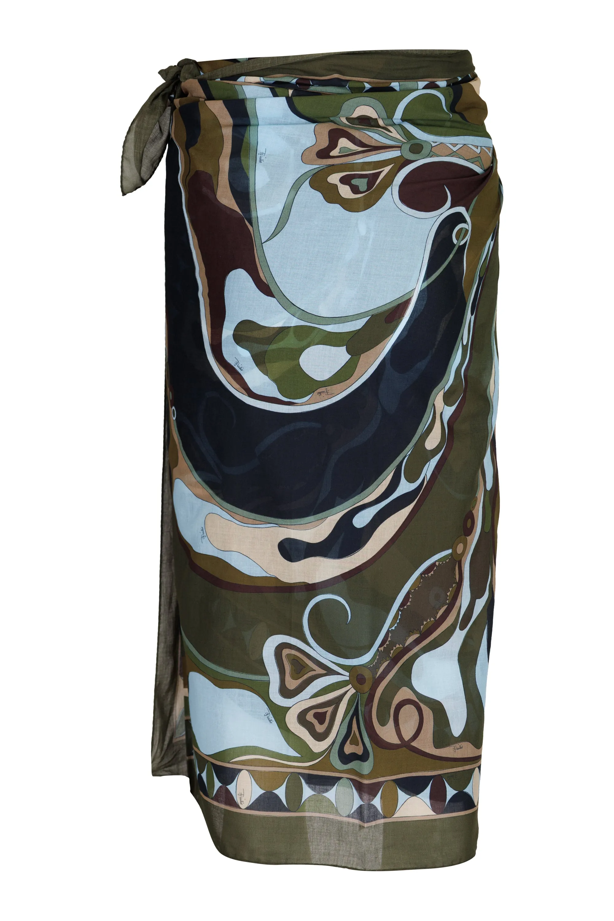 Orchidee Print Sarong Khaki Blue sold by Sand Dollar product image thumbnail 4