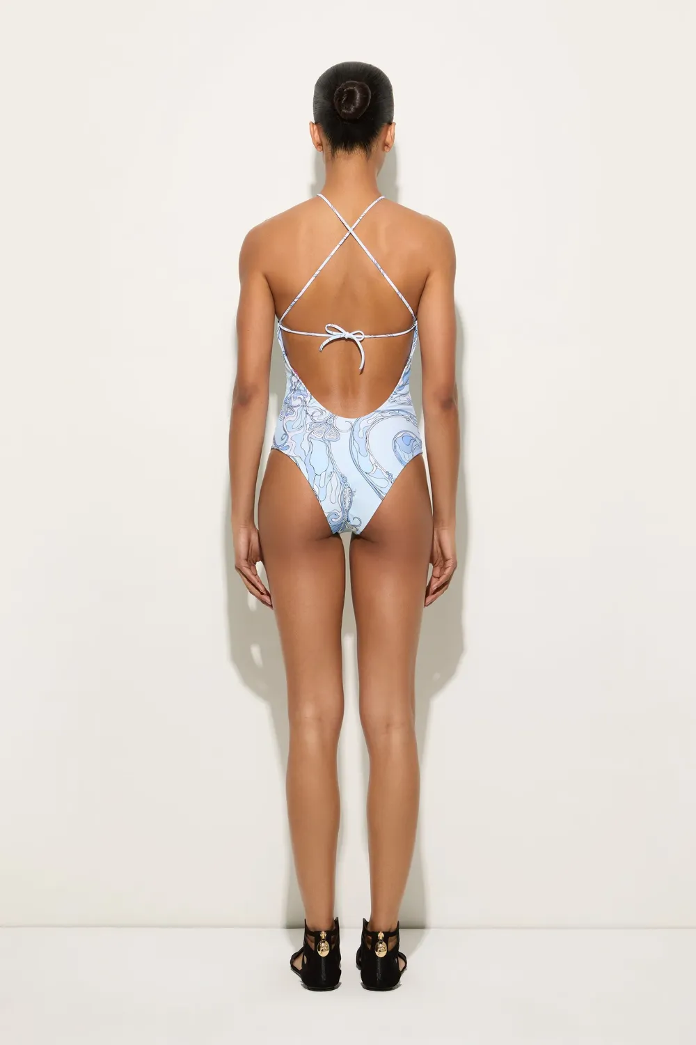 Orchidee Print Cross-Strap Swimsuit Pale Blue sold by Sand Dollar product image thumbnail 5