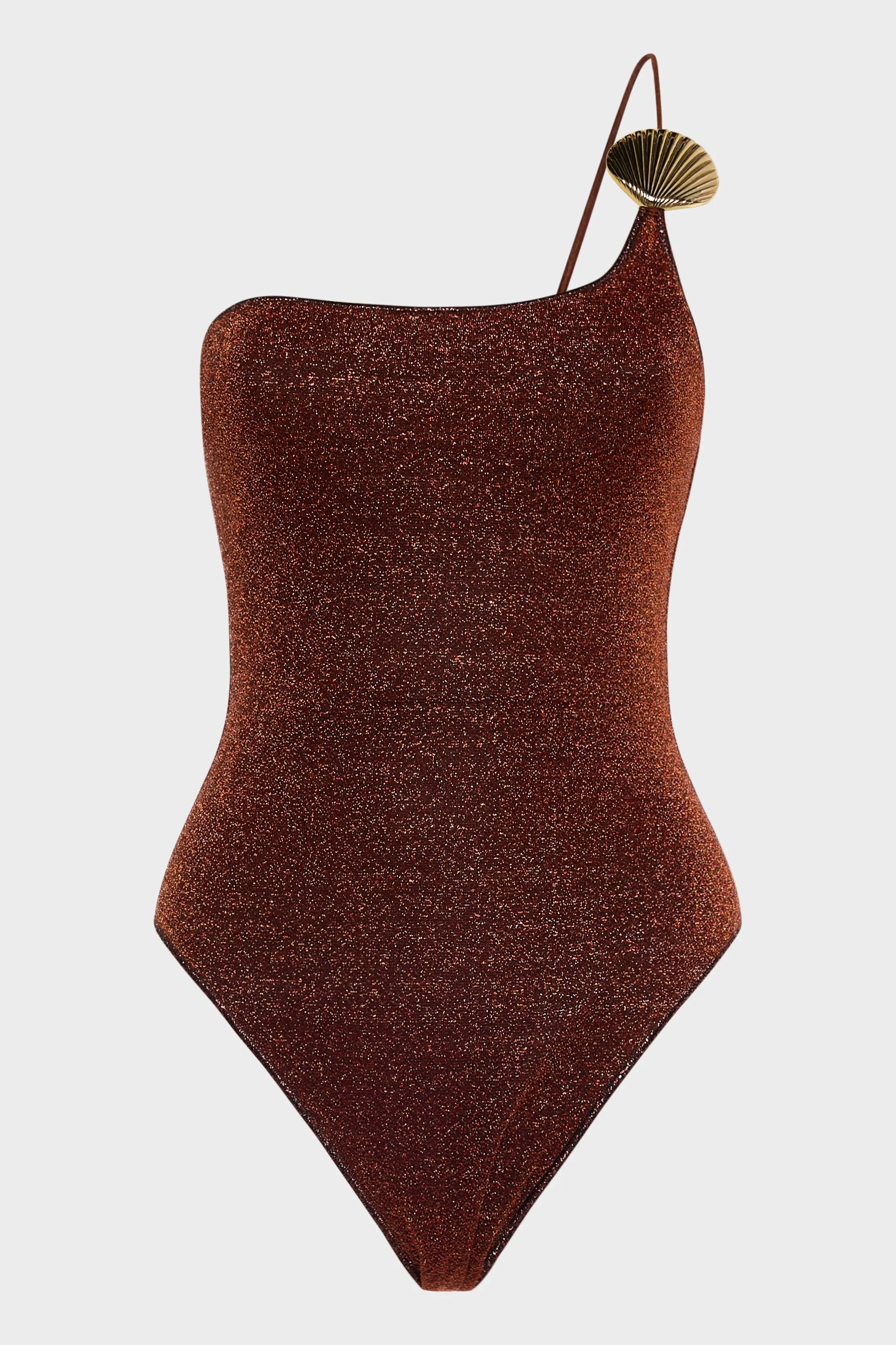 Lumiere Shell One Shoulder Maillot Brown sold by Sand Dollar