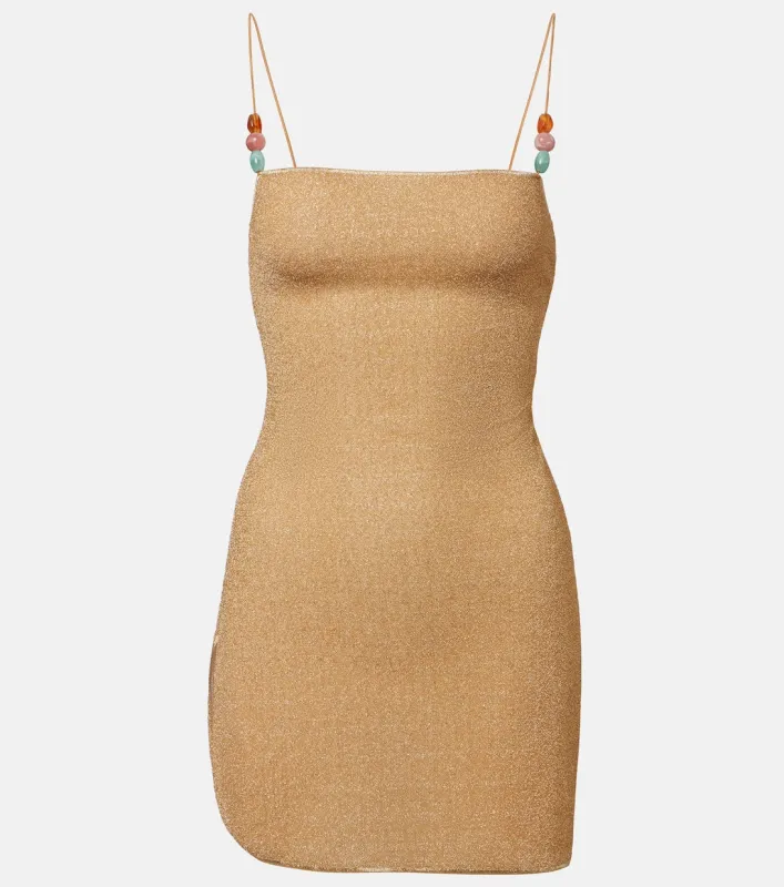 Lumiere Beads Mini Dress Gold made by Oséree