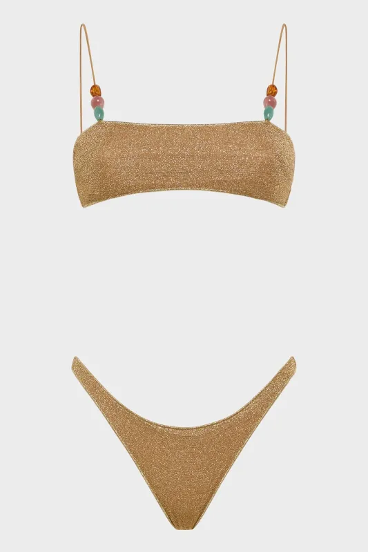 Lumiere Beads Bandeau Bikini Gold made by Oséree