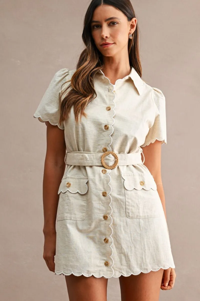 Belted Shirt Dress Oatmeal sold by Sand Dollar