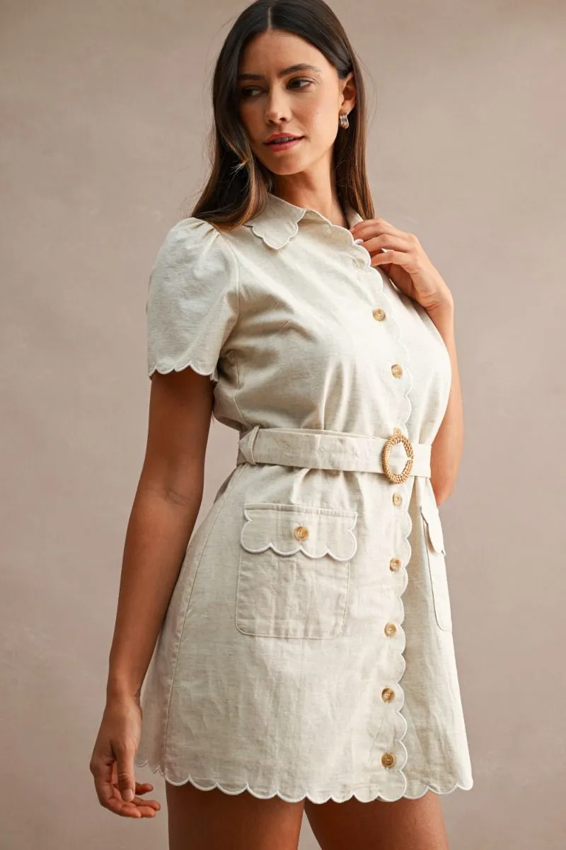 Belted Shirt Dress Oatmeal sold by Sand Dollar product image thumbnail 2