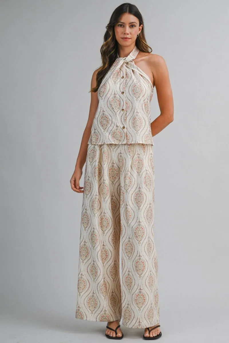 Halterneck Top and Pants Set Cream sold by Sand Dollar