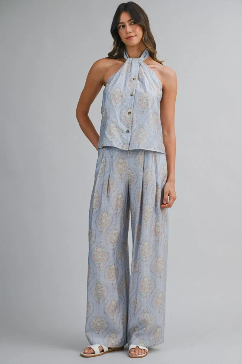 Halterneck Top and Pants Set Blue sold by Sand Dollar