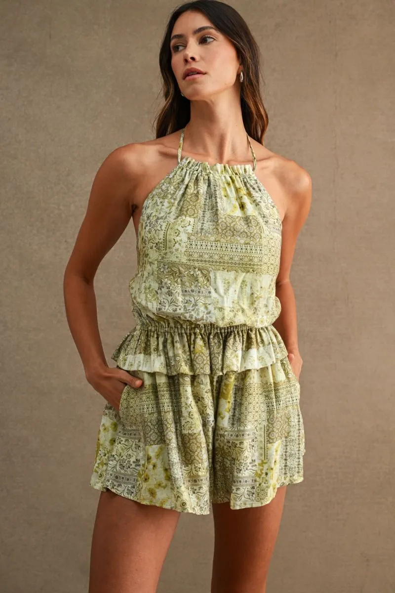 Floral Paisley Romper Green Multi sold by Sand Dollar product image thumbnail 2
