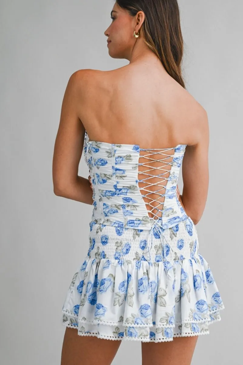 Floral Corset Top and Skort Set Blue sold by Sand Dollar product image thumbnail 4
