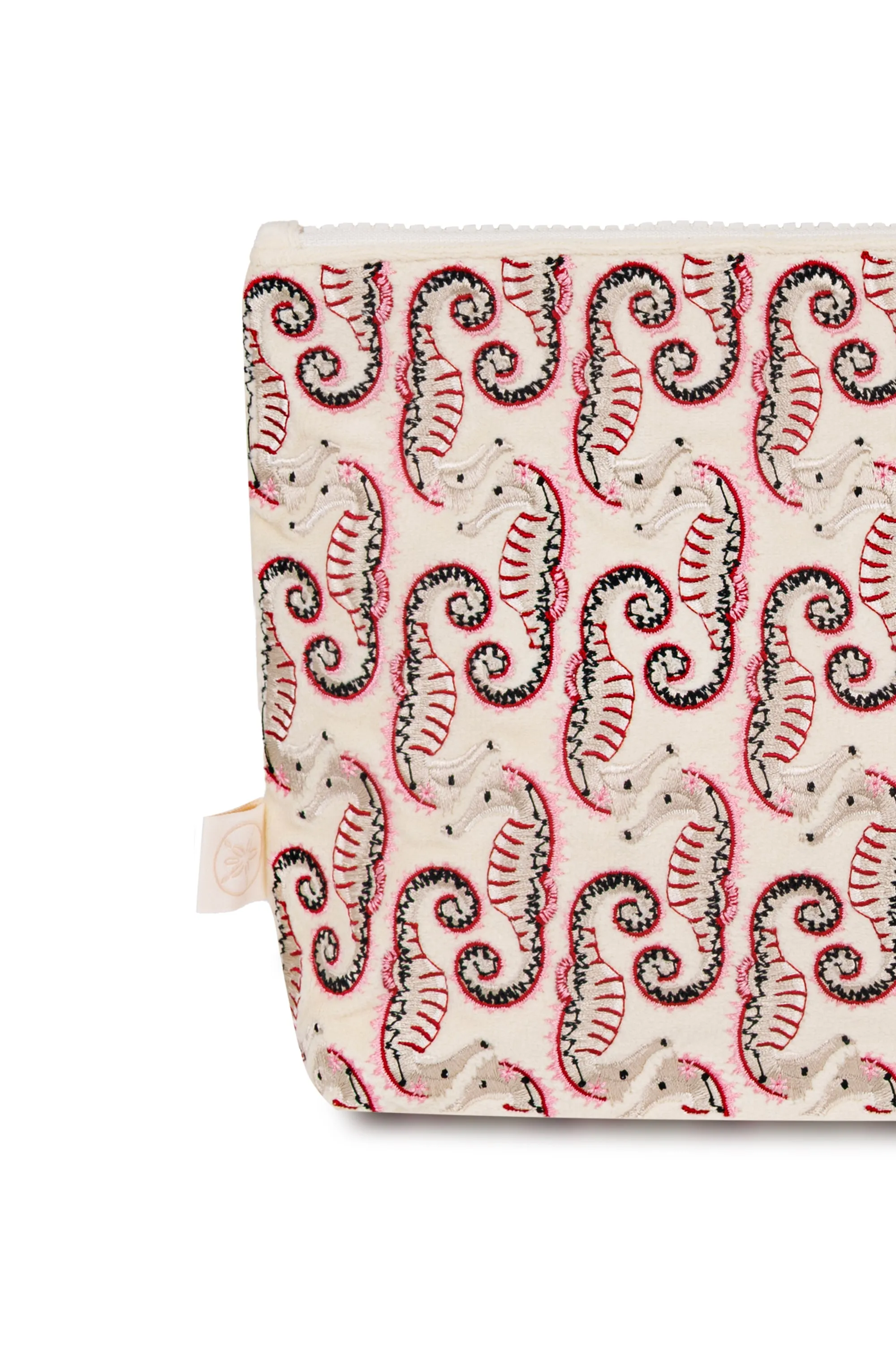 Seahorse Embroidered Wet Bikini Pouch Cream sold by Sand Dollar product image thumbnail 3
