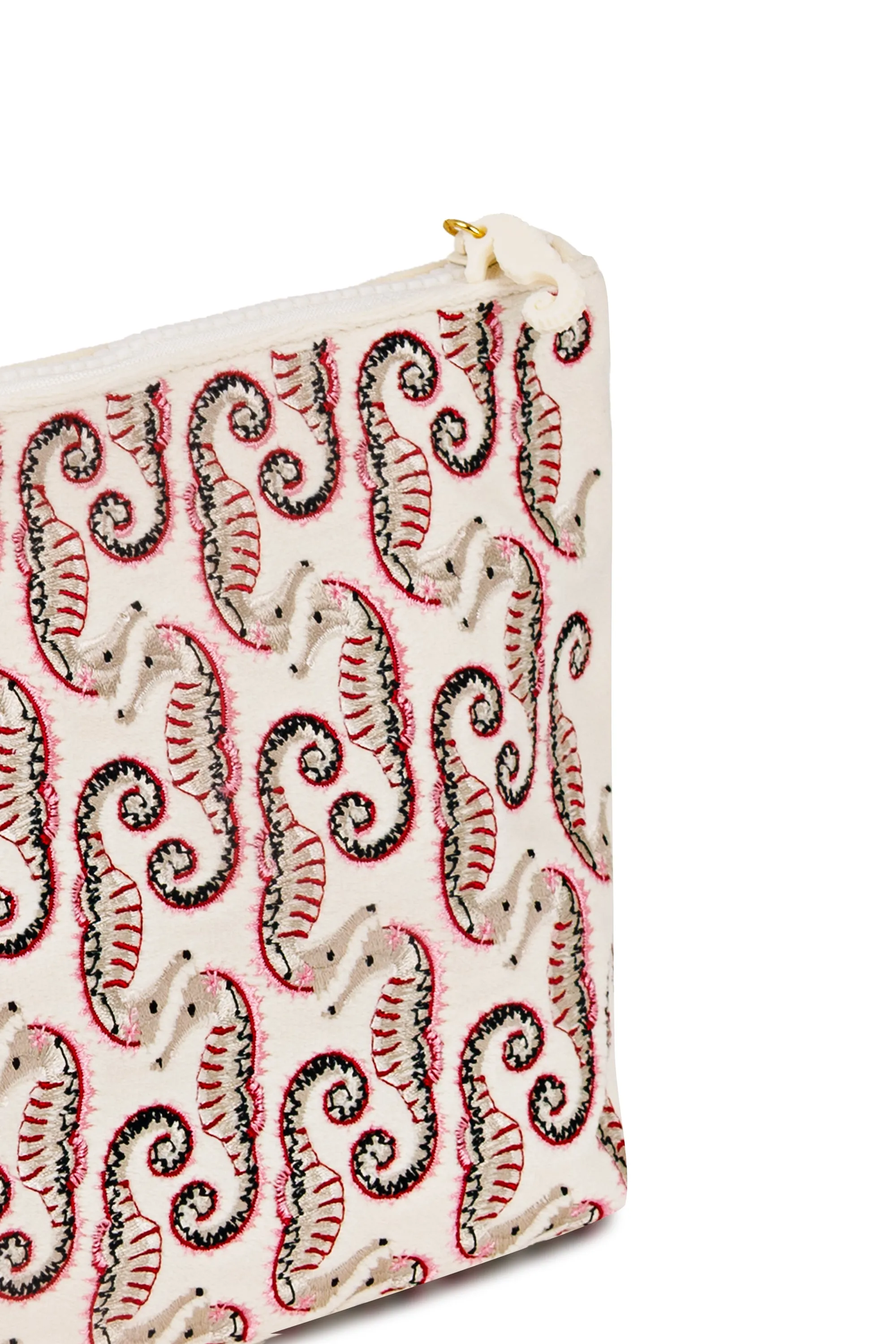 Seahorse Embroidered Wet Bikini Pouch Cream sold by Sand Dollar product image thumbnail 4