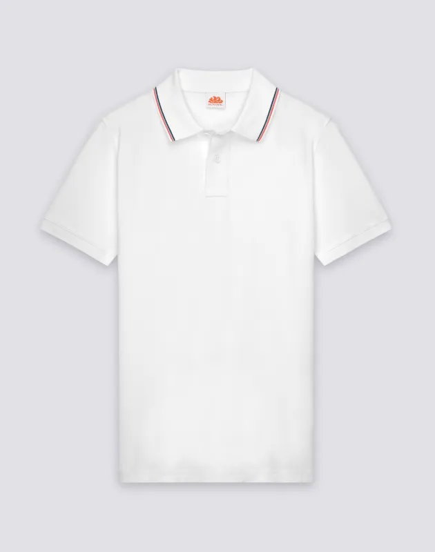 Men's Pima Cotton Polo Shirt in Off White made by Sundek