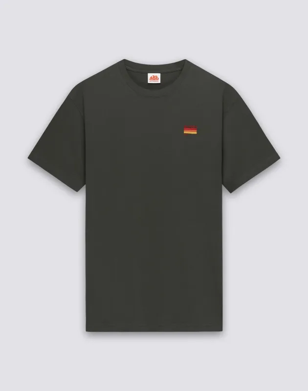 T-Shirt with Tricolour Embroidery in Dark Green made by Sundek