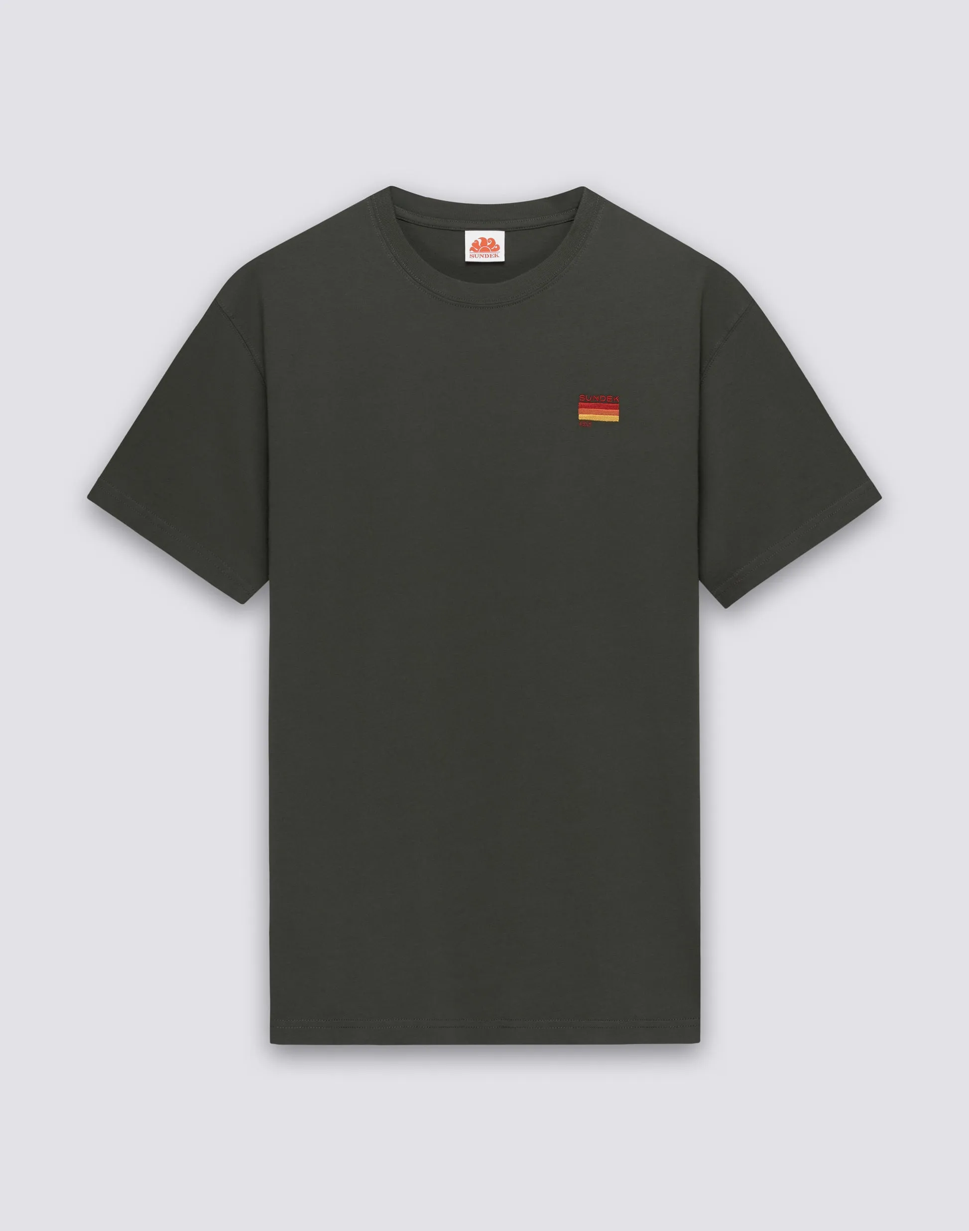 T-Shirt with Tricolour Embroidery in Dark Green sold by Sand Dollar