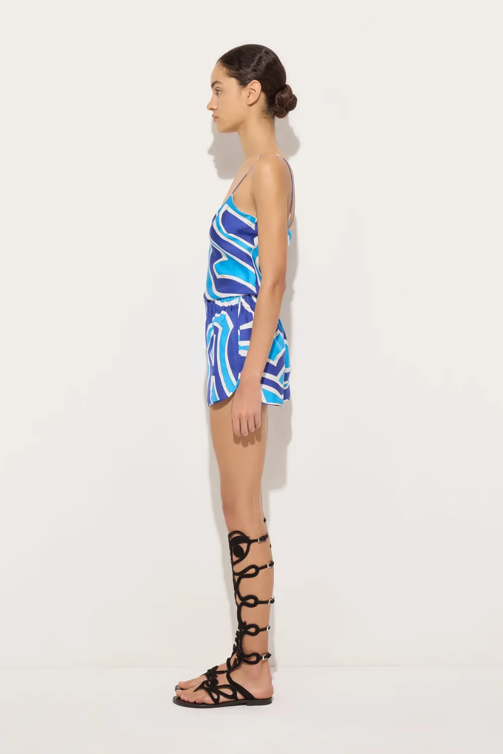 Labirinto Print Silk Shorts Turquoise/Blue sold by Sand Dollar product image thumbnail 4
