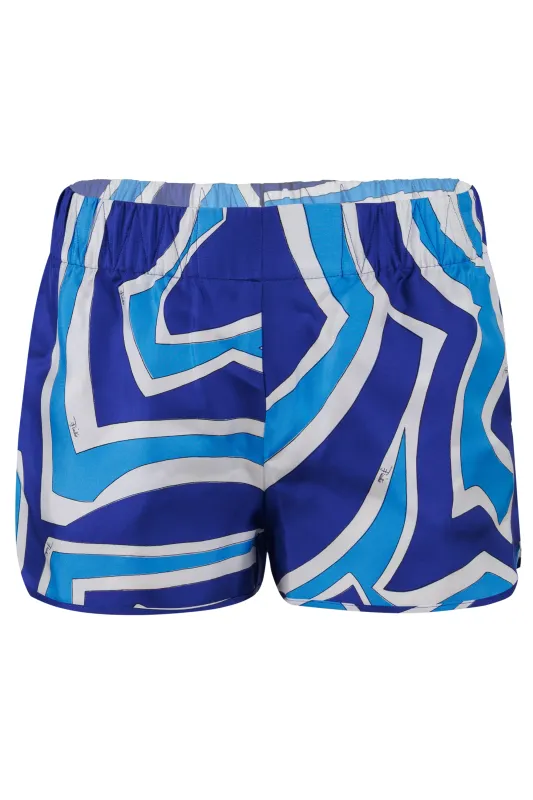Labirinto Print Silk Shorts Turquoise/Blue made by Emilio Pucci