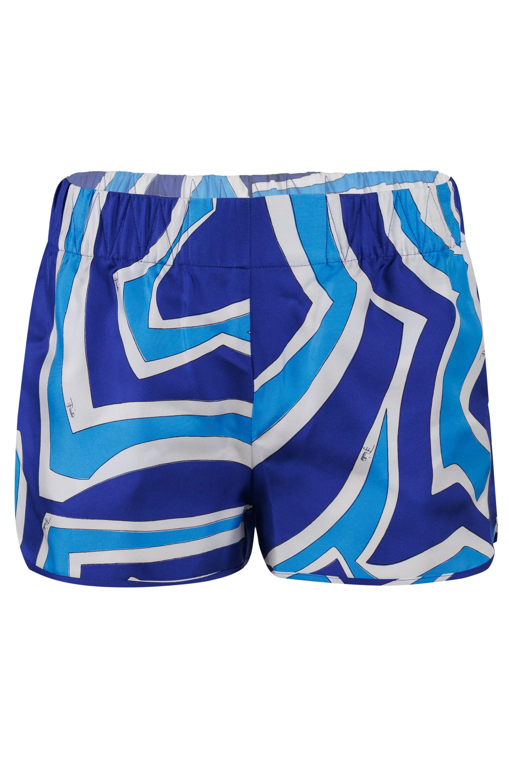 Labirinto Print Silk Shorts Turquoise/Blue sold by Sand Dollar