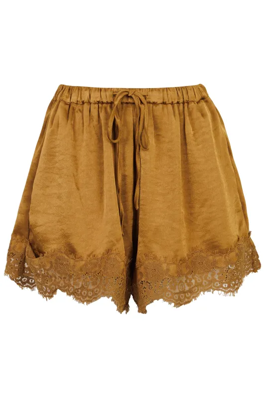 Bella Lace Trim Short Dijon made by MABLE