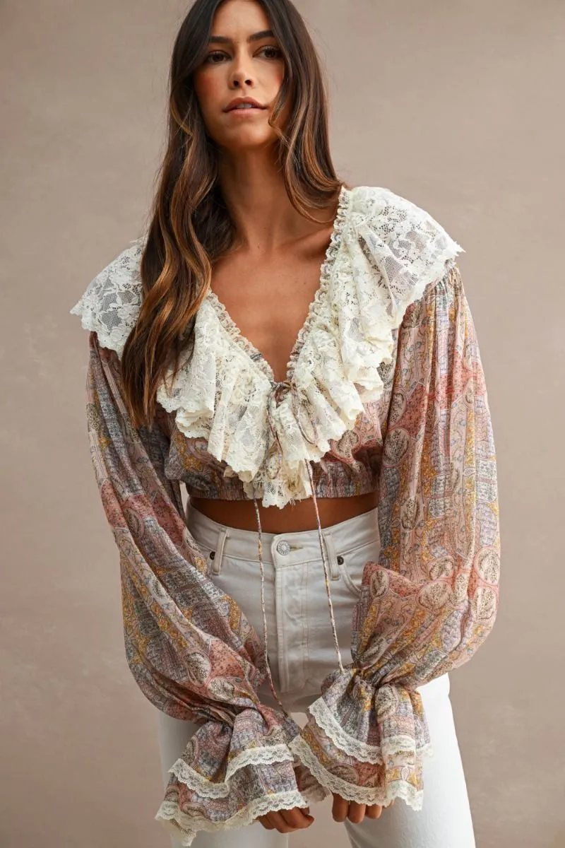 Ruffle Crop Top Rose Multi sold by Sand Dollar product image thumbnail 2
