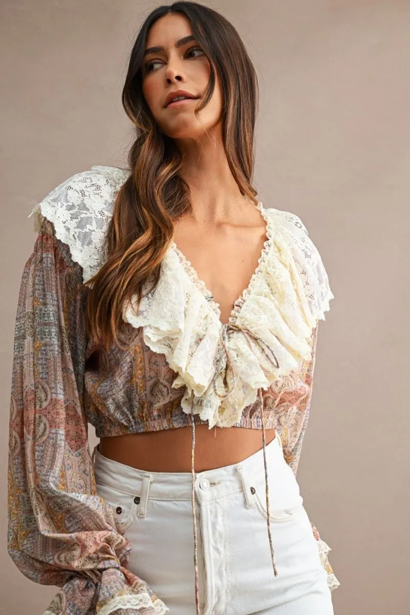 Ruffle Crop Top Rose Multi sold by Sand Dollar product image thumbnail 3