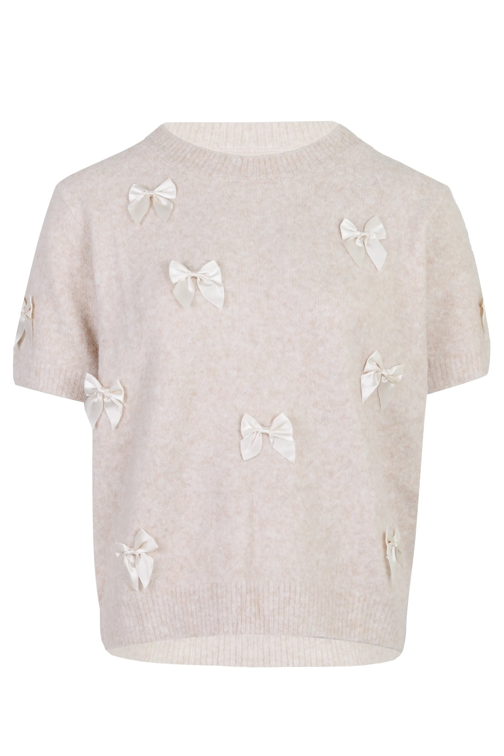 Ribbon Detail Knit Top Lt Taupe/Cream sold by Sand Dollar