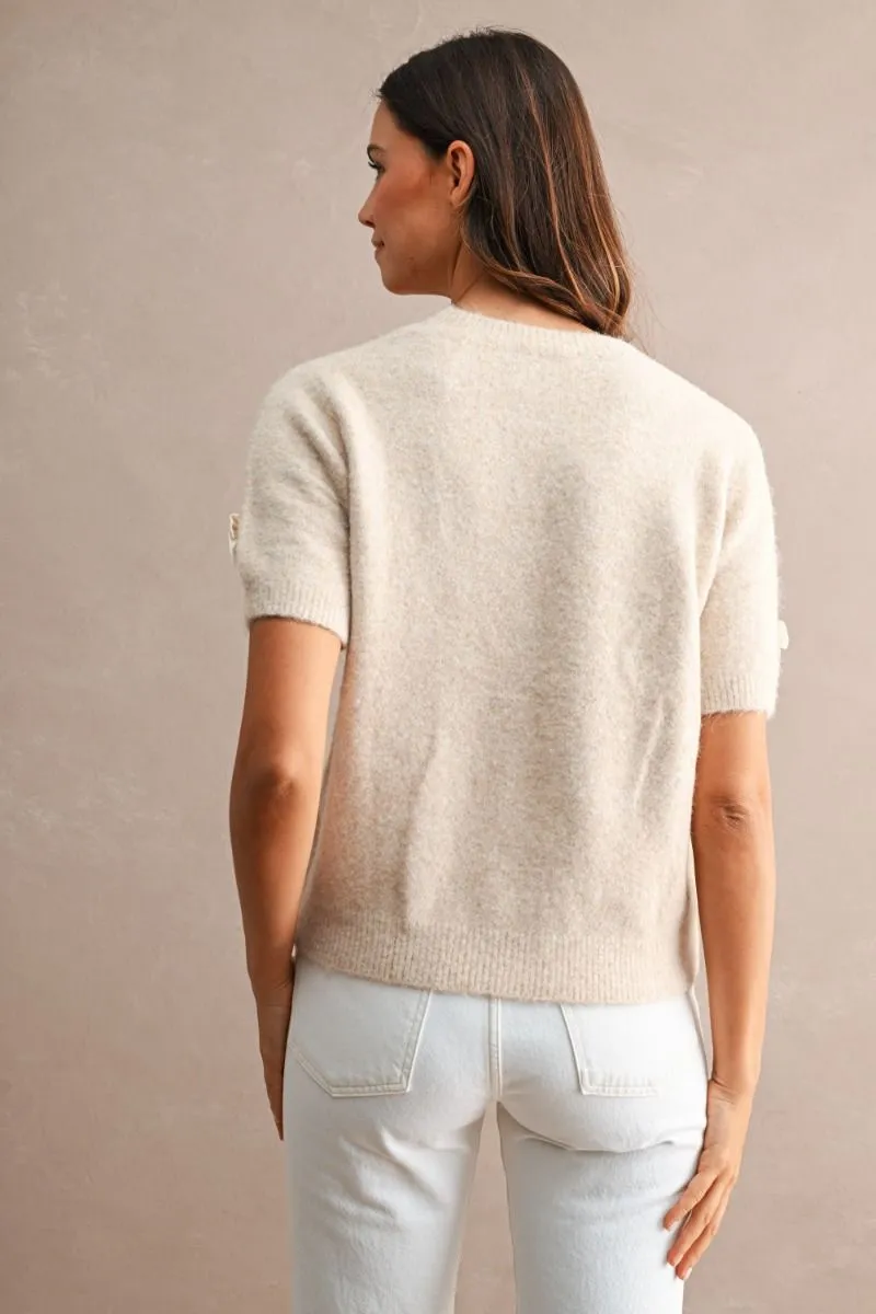 Ribbon Detail Knit Top Lt Taupe/Cream sold by Sand Dollar product image thumbnail 4
