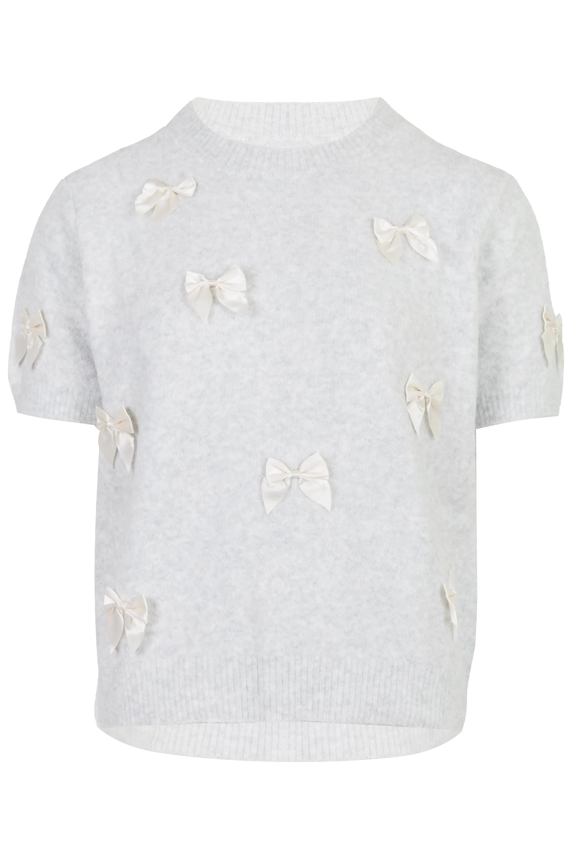 Ribbon Detail Knit Top Lt Grey/Cream sold by Sand Dollar