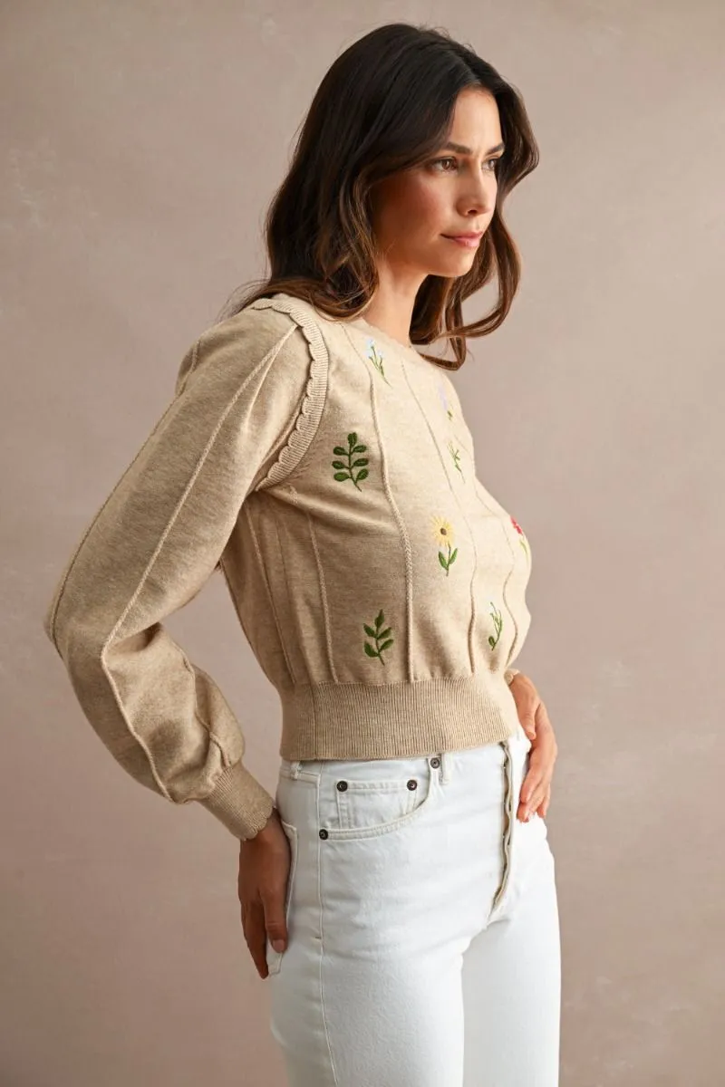 Floral Pointelle Sweater Top Taupe sold by Sand Dollar product image thumbnail 4
