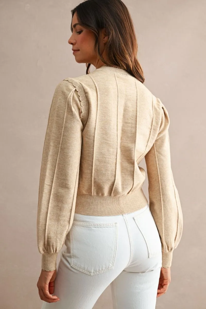 Floral Pointelle Sweater Top Taupe sold by Sand Dollar product image thumbnail 5