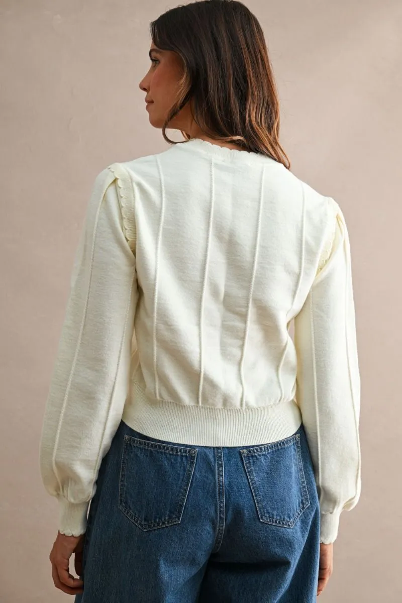Floral Pointelle Sweater Top Cream sold by Sand Dollar product image thumbnail 4