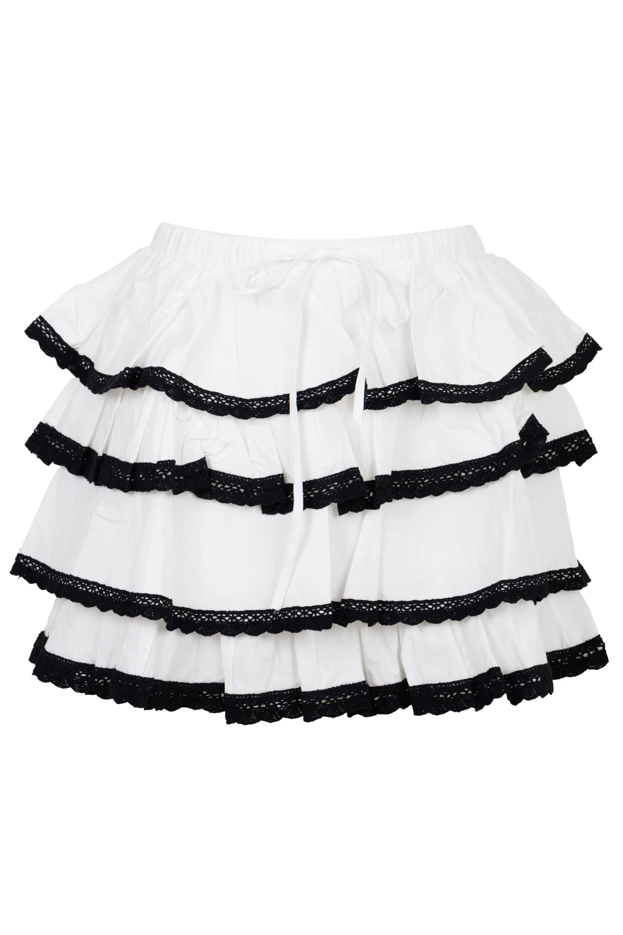 Ruffle Mini Skirt with Trim Off White sold by Sand Dollar