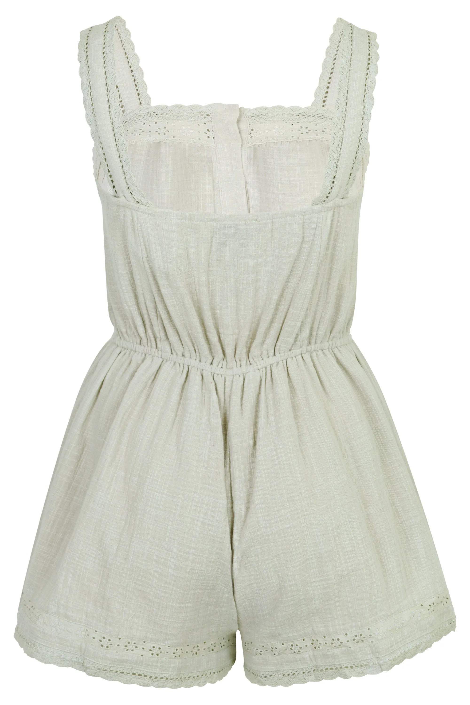 Lace Trim Romper Sage sold by Sand Dollar product image thumbnail 2