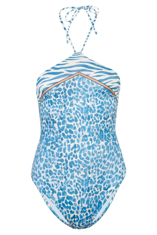 Meryem Foulard Bandeau One Piece Blue Safari made by MC2 Saint Barth
