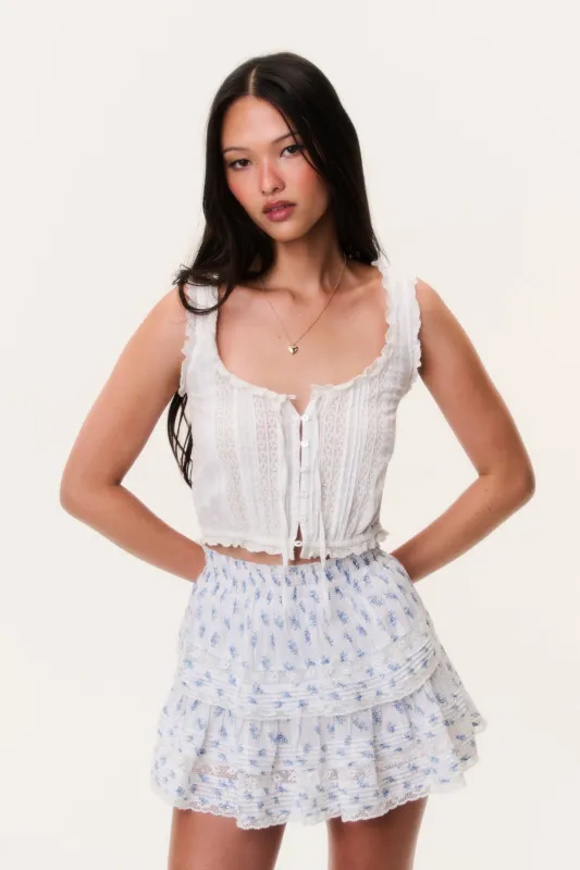 Ruffle Mini Skirt Indigo Cloud made by LoveShackFancy