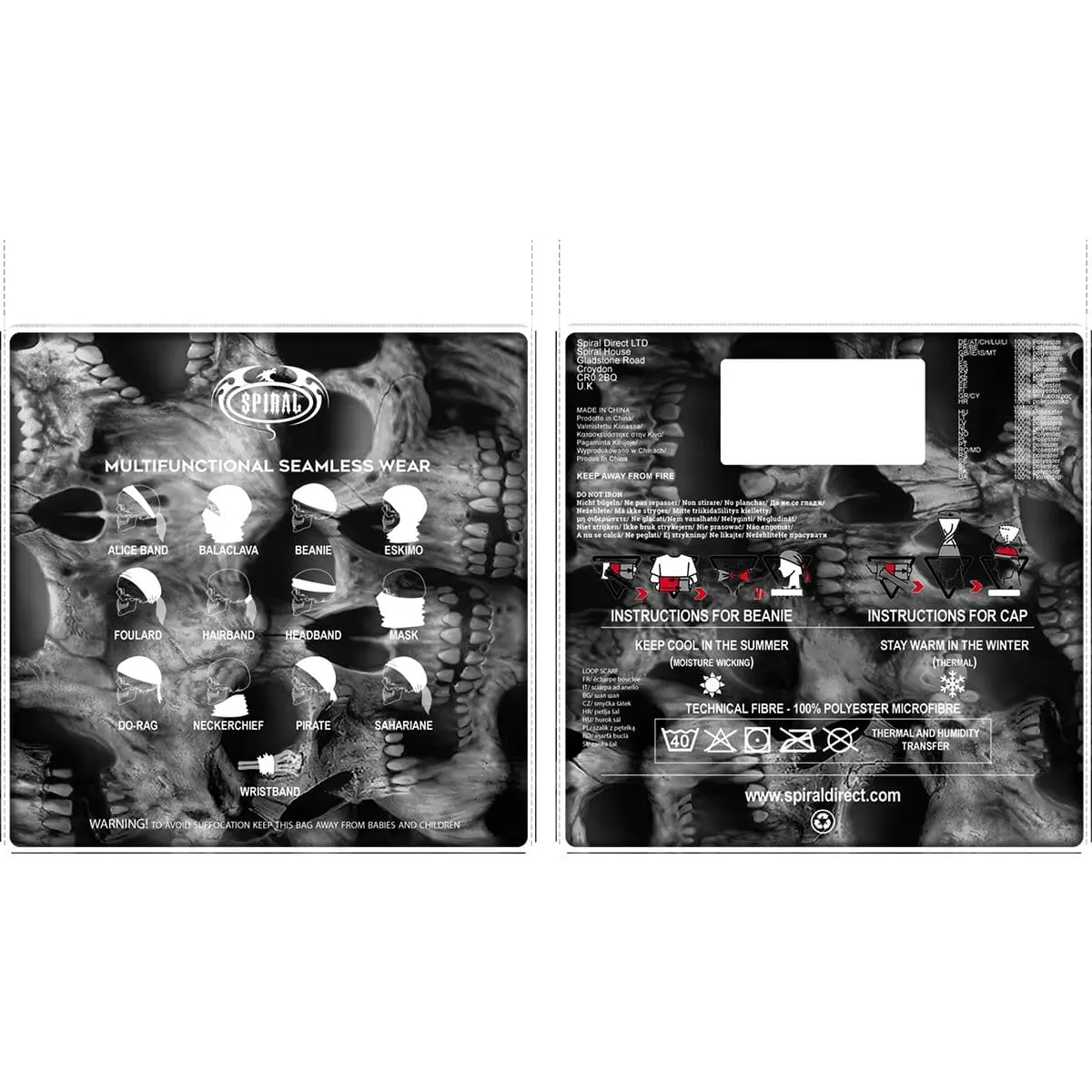 TWISTED SKULLS - Multifunctional Face Wraps sold by Spiral Direct product image thumbnail 3