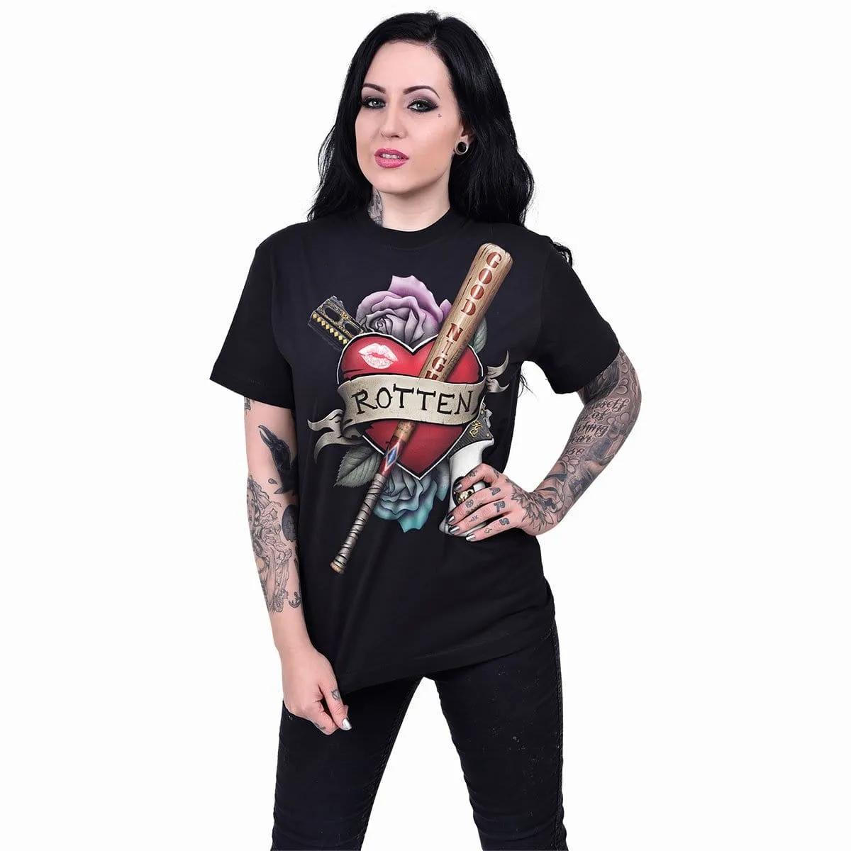 HARLEY QUINN - ROTTEN - Front Print T-Shirt Black sold by Spiral Direct product image thumbnail 2