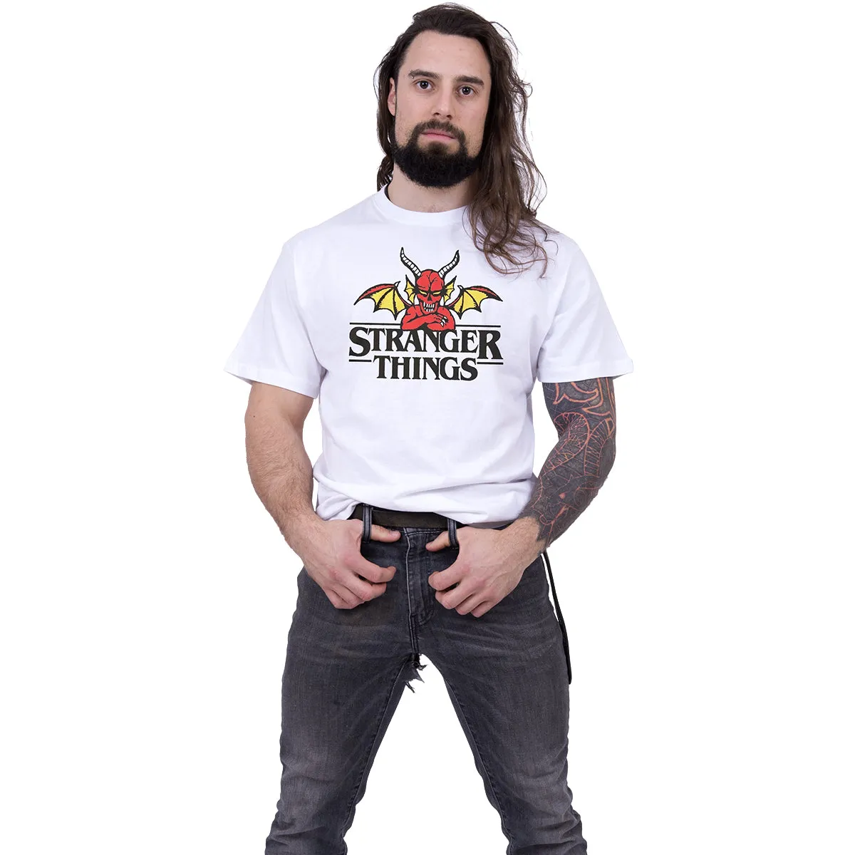 STRANGER THINGS - DEMON - Front Print T-Shirt White sold by Spiral Direct product image thumbnail 2