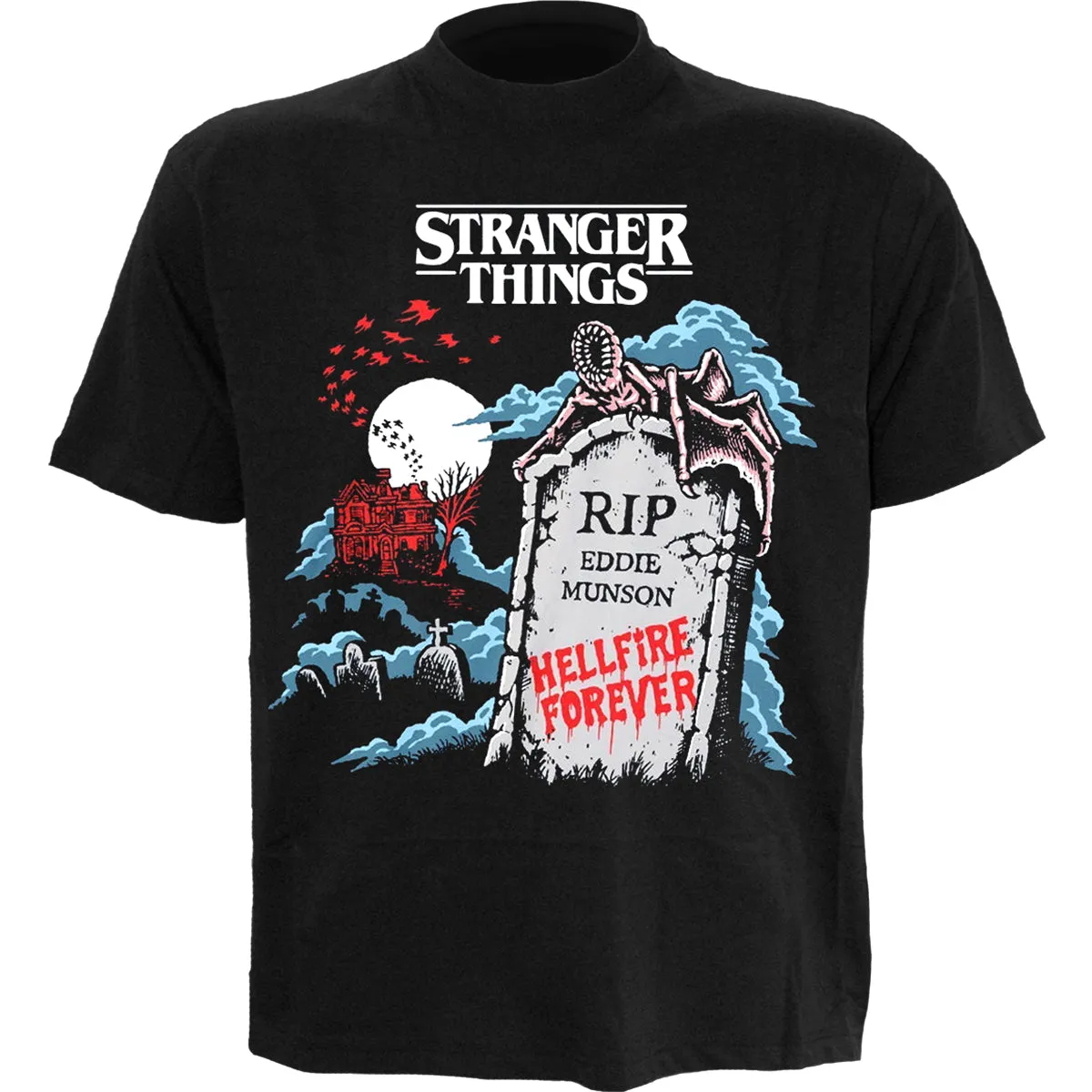 STRANGER THINGS - RIP EDDIE - Front Print T-Shirt Black sold by Spiral Direct