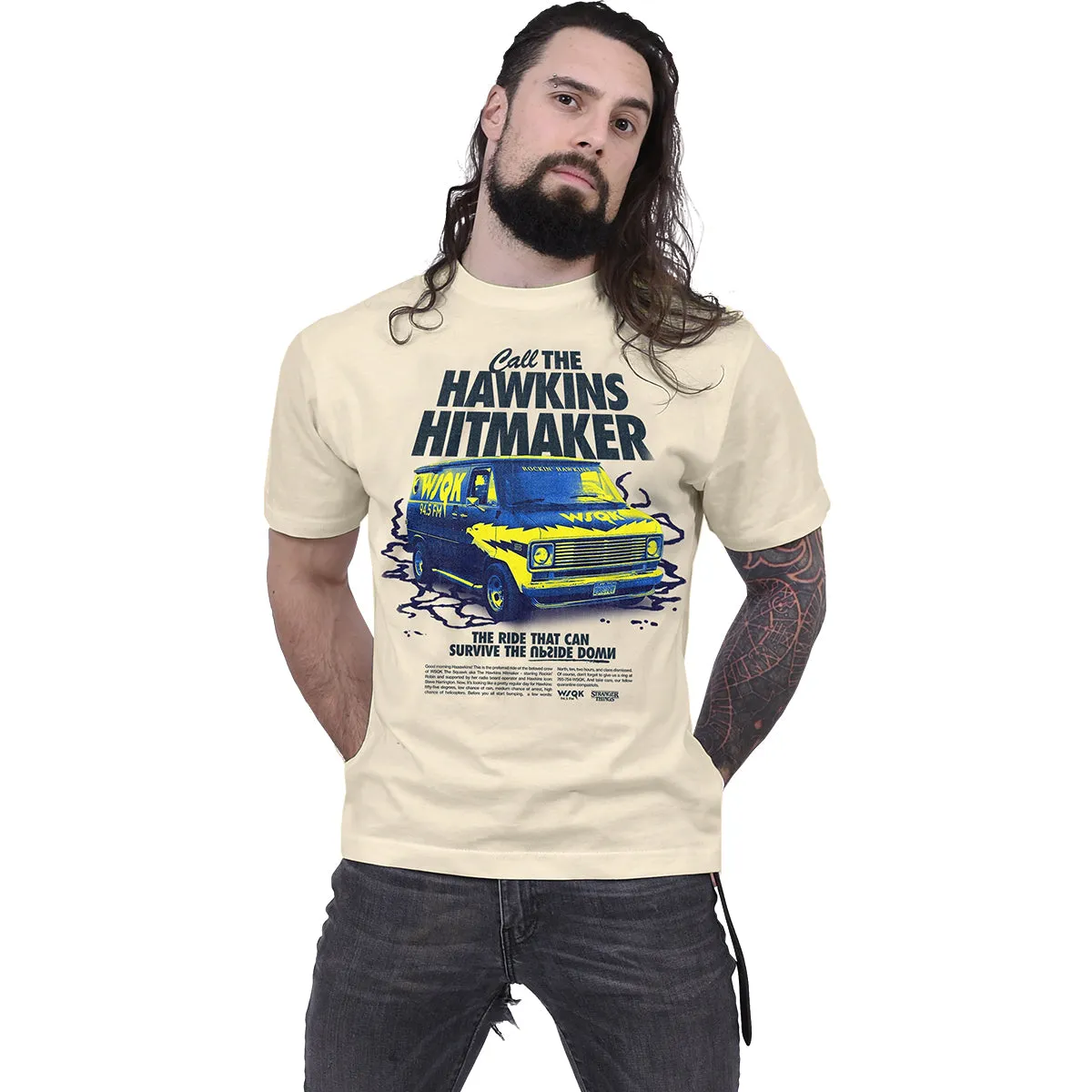 STRANGER THINGS - HAWKINS HITMAKER - T-Shirt Stone sold by Spiral Direct product image thumbnail 2