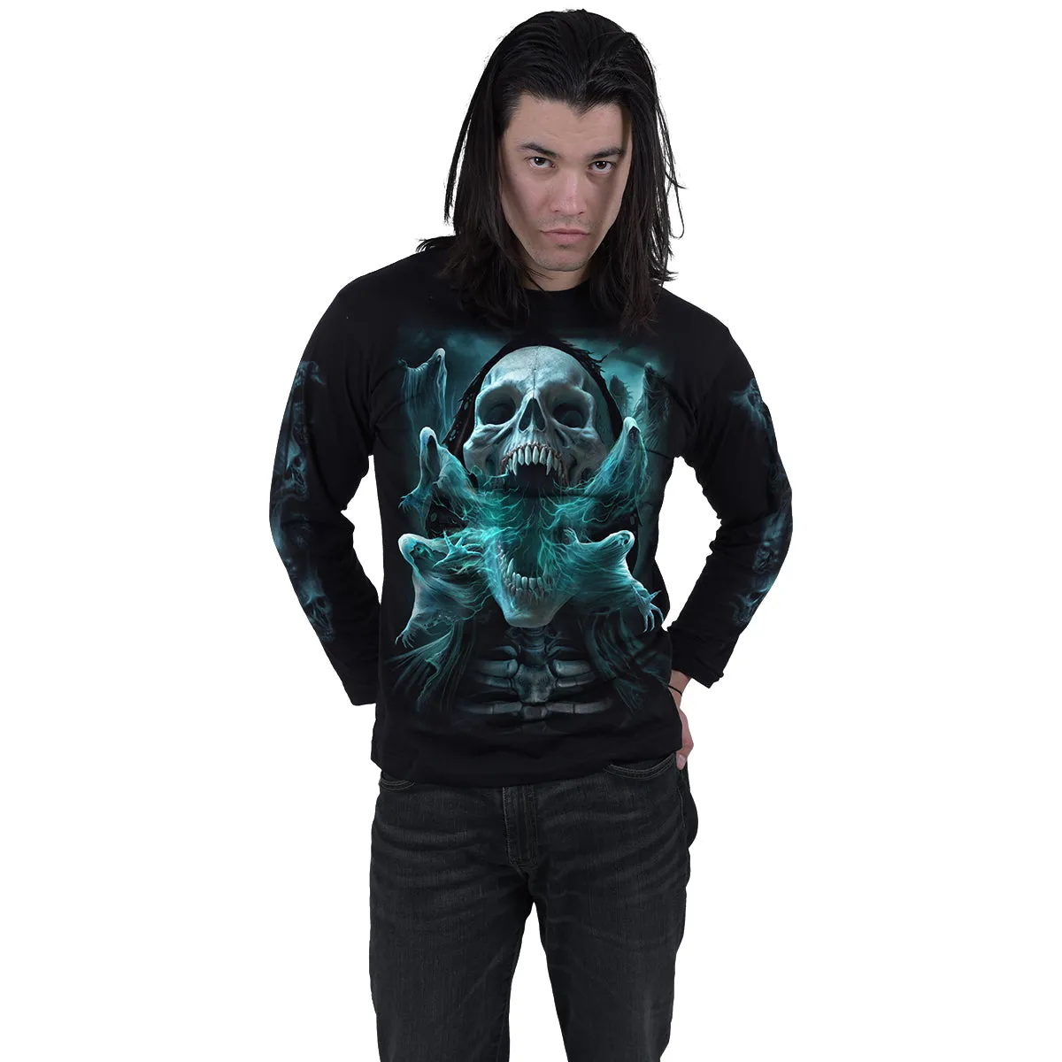 GHOST SKULL - Longsleeve T-Shirt Black sold by Spiral Direct product image thumbnail 3