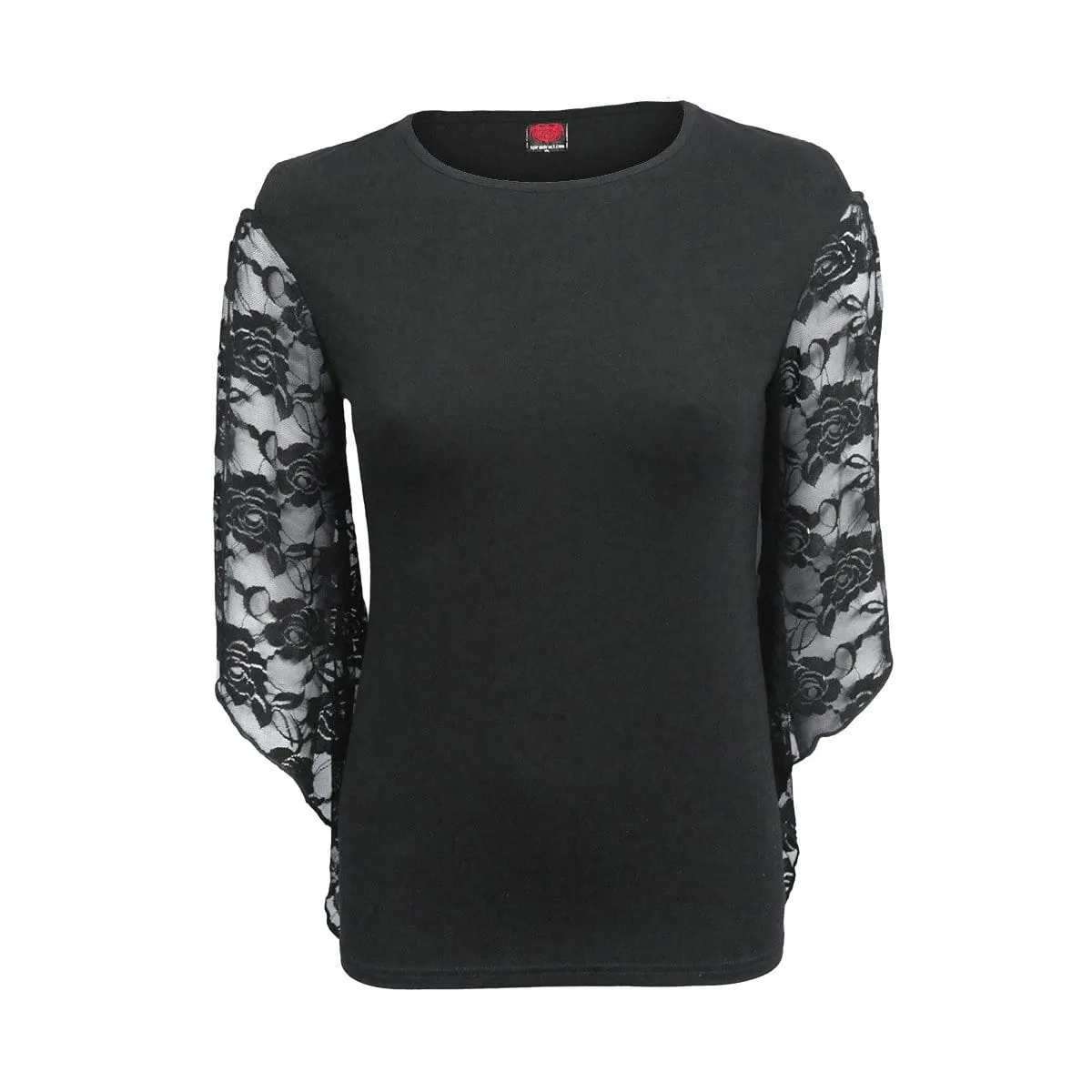 GOTHIC ELEGANCE - Rose Lace Sleeve Top sold by Spiral Direct
