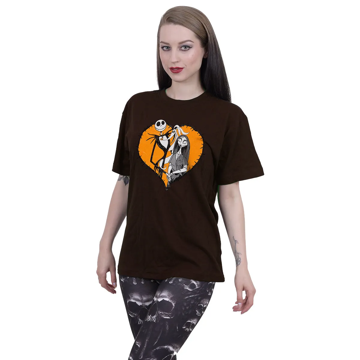 NIGHTMARE BEFORE CHRISTMAS - ORANGE HEART - T-Shirt Chocolate sold by Spiral Direct product image thumbnail 2