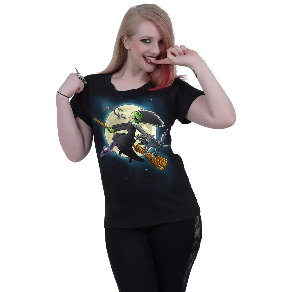 THE SIMPSONS - MARGE WITCH - Boatneck Cap Sleeve Top Black sold by Spiral Direct product image thumbnail 2