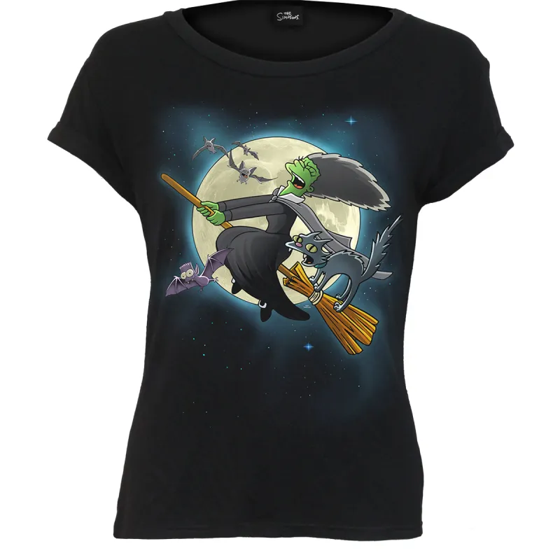 THE SIMPSONS - MARGE WITCH - Boatneck Cap Sleeve Top Black sold by Spiral Direct