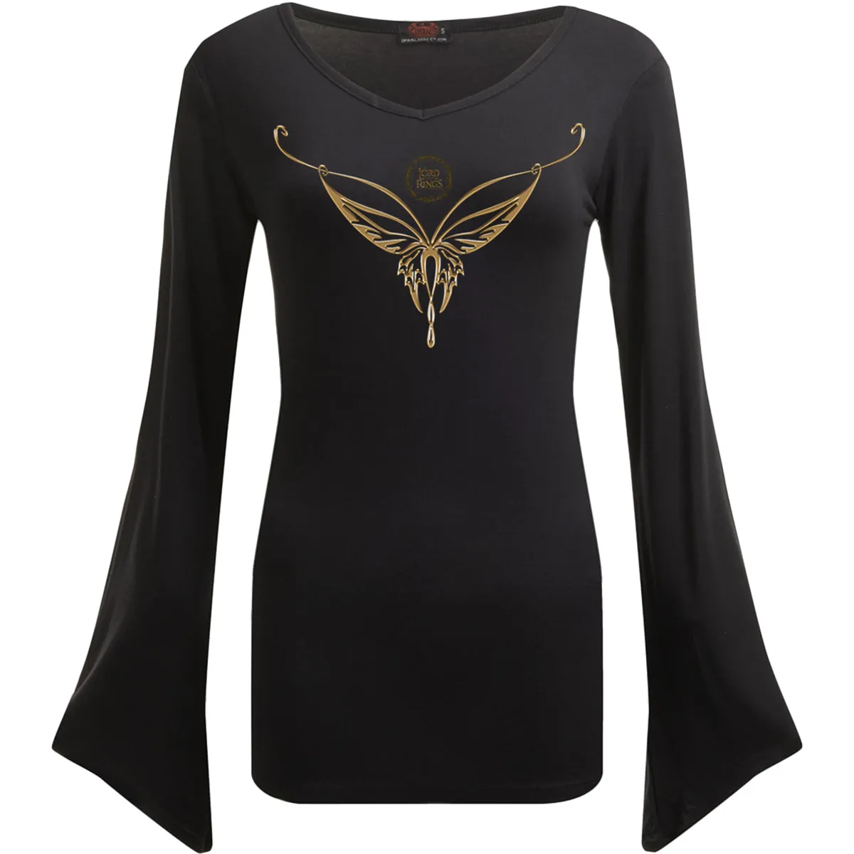 LOTR - ELVEN NECKLACE - V Neck Goth Sleeve Top Black sold by Spiral Direct