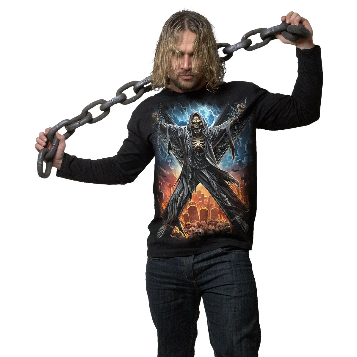 CROSSED OVER - Longsleeve T-Shirt Black sold by Spiral Direct product image thumbnail 3
