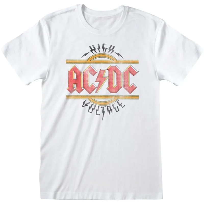 AC/DC - VINTAGE HIGH VOLTAGE - T-SHIRT - Front Print T-Shirt White sold by Spiral Direct