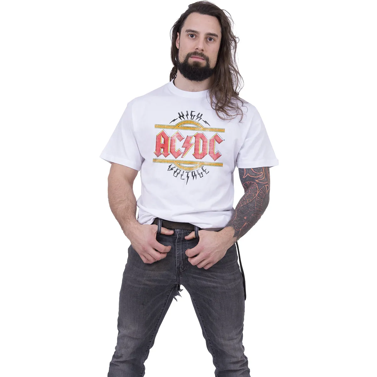 AC/DC - VINTAGE HIGH VOLTAGE - T-SHIRT - Front Print T-Shirt White sold by Spiral Direct product image thumbnail 2