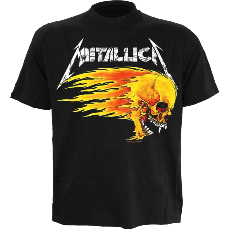 METALLICA - FLAMING SKULL TOUR 94 - T-SHIRT - T-Shirt Black sold by Spiral Direct