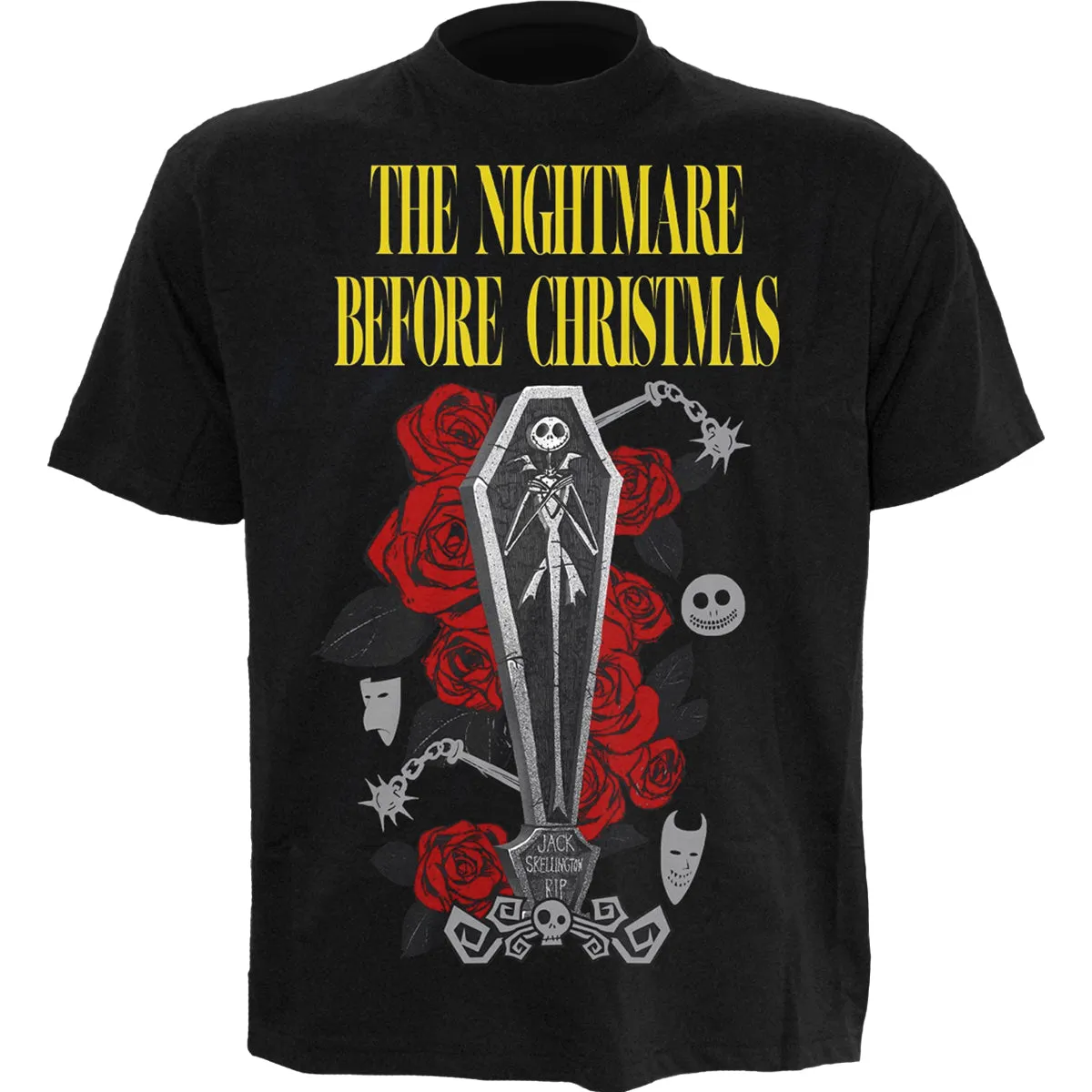 NIGHTMARE BEFORE CHRISTMAS - JACK COFFIN - Front Print T-Shirt Black sold by Spiral Direct